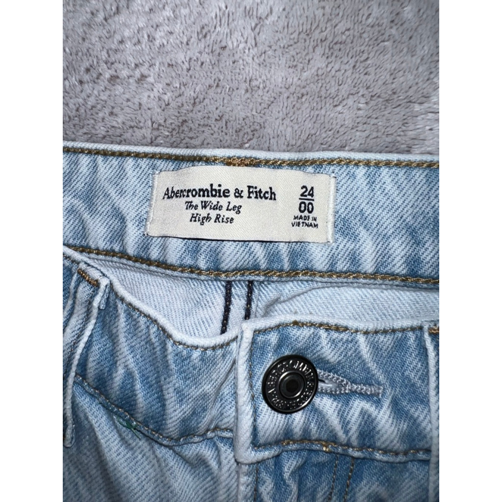 NEW Women's Abercrombie & Fitch Light Blue Wide Leg Jeans 24 - Picture 8 of 9
